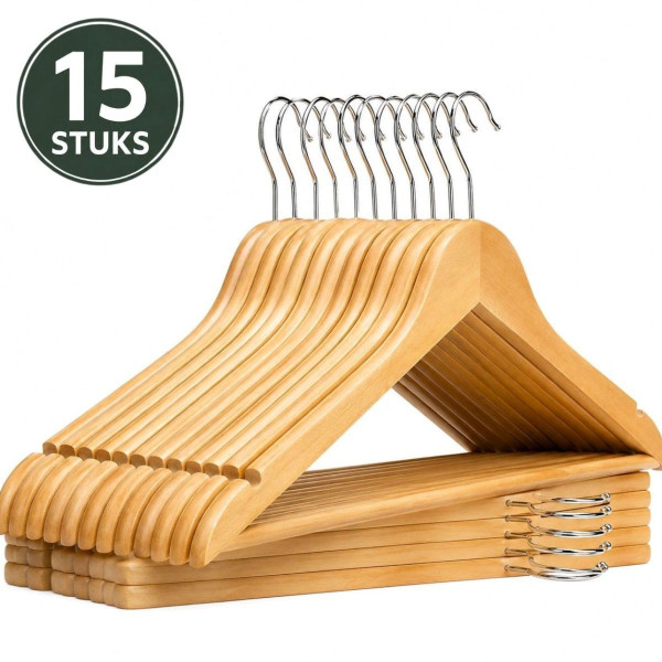 Ceruzo 15 Houten Kledinghangers - Naturel Ceruzo 15 Houten Kledinghangers - Naturel