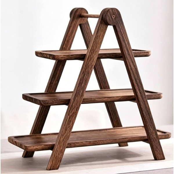 Ceruzo Serveerrek Hout - 3 Laags - 40 cm Ceruzo Serveerrek Hout - 3 Laags - 40 cm