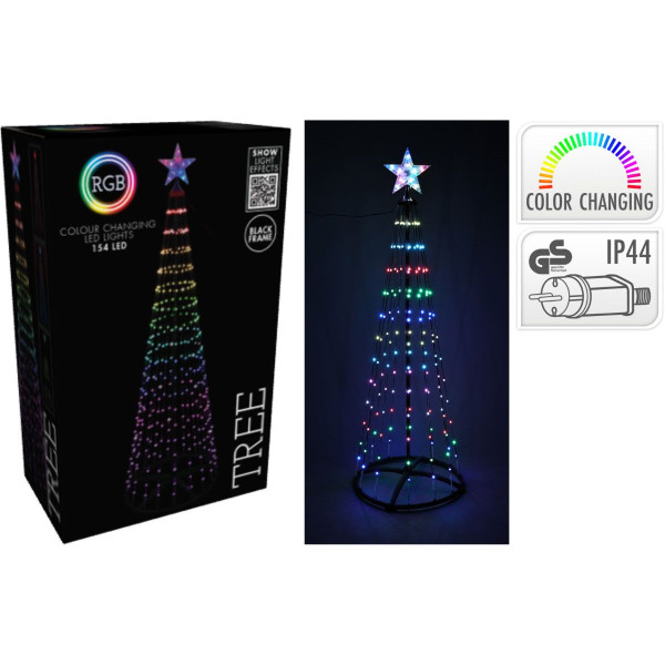 Kerstboom - Vlaggenmast - RGB Licht - 150cm - 154 LED - incl. Frame - Colour Changing Kerstboom - Vlaggenmast - RGB Licht - 150cm - 154 LED - incl. Frame - Colour Changing