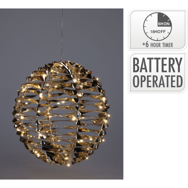 Verlichte Bal - Goud - 25 cm - 60 led Verlichte Bal - Goud - 25 cm - 60 led