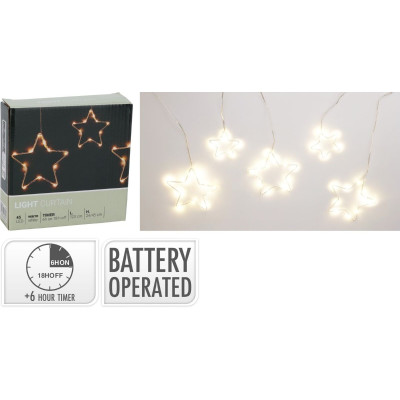 Lichtgordijn - Kerststerren - 120cm - op batterijen Lichtgordijn - Kerststerren - 120cm - op batterijen