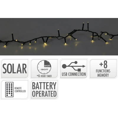 Solar Cluster Verlichting - 11 meter - 560 led - USB oplaadbaar - Afstandsbediening