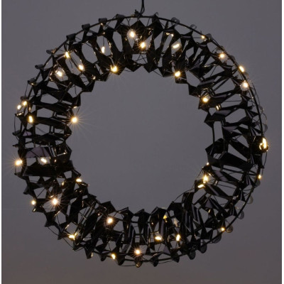 Verlichte Krans - Zwart - 30 cm - 50 led