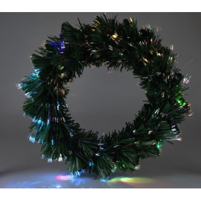 Kerstkrans met Verlichting - Fiber Optic - 50 cm - Multicolor - op Batterijen Kerstkrans met Verlichting - Fiber Optic - 50 cm - Multicolor - op Batterijen
