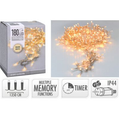 LED-verlichting - 180 LED - Lichtfuncties - Timer - 13.5 meter - transparant snoer