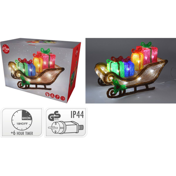 Kerstfiguur Acryl - Arreslee met led - 40 cm Kerstfiguur Acryl - Arreslee met led - 40 cm