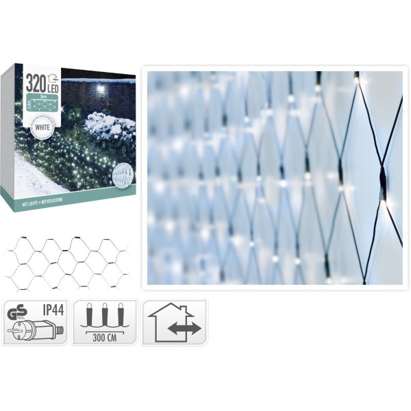 Netverlichting 320 LED's - 300x150 cm - Wit - groen snoer Netverlichting 320 LED's - 300x150 cm - Wit - groen snoer