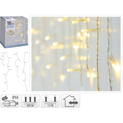IJspegel verlichting 180 LED - warm wit - transparant snoer IJspegel verlichting 180 LED - warm wit - transparant snoer
