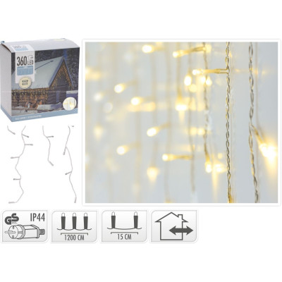 IJspegel verlichting 360 LED - warm wit - transparant snoer IJspegel verlichting 360 LED - warm wit - transparant snoer