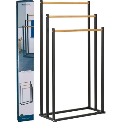 Handdoekrek Metaal/Bamboe - 45x23x85 cm
