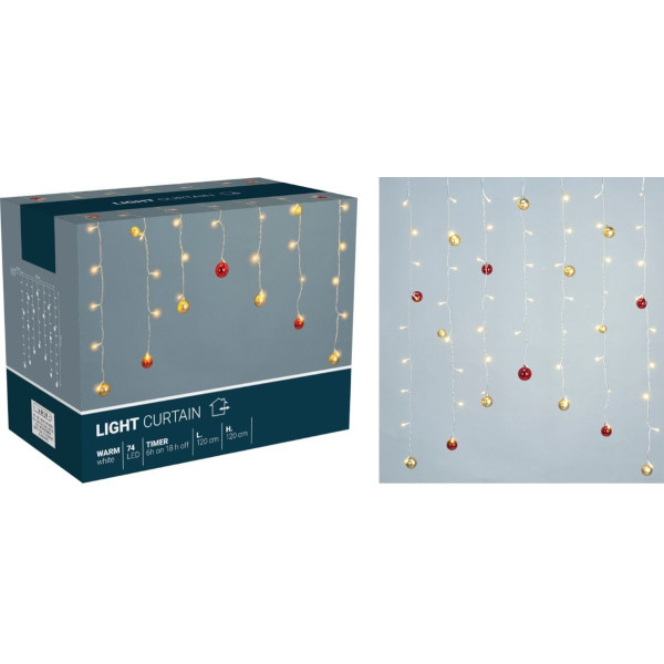 Lichtgordijn - Kerstballen - 120x120cm - op batterijen Lichtgordijn - Kerstballen - 120x120cm - op batterijen