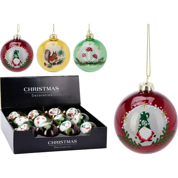 12x Glazen Kerstbal - Traditional - 8cm 12x Glazen Kerstbal - Traditional - 8cm