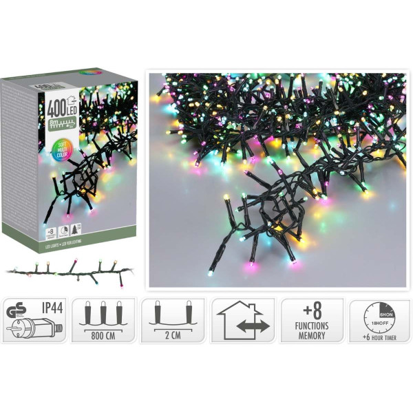 Microcluster - 8 Meter - 400 led - Soft Multi Colour - Kerst - Festival Microcluster - 8 Meter - 400 led - Soft Multi Colour - Kerst - Festival