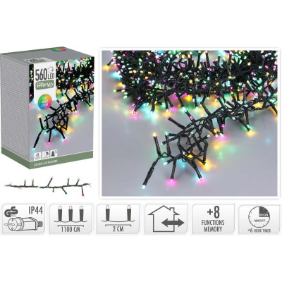 Microcluster - 11 Meter - 560 led - Soft Multi Colour - Kerst - Festival