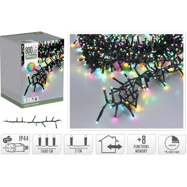 Microcluster - 16 Meter - 800 led - Soft Multi Colour - Kerst - Festival