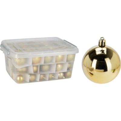 Kerstballen Set Goud - 70 Stuks - Kunststof  - Opbergbox