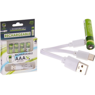 Oplaadbare AAA Batterijen - USB - 400mAh - 4 Stuks