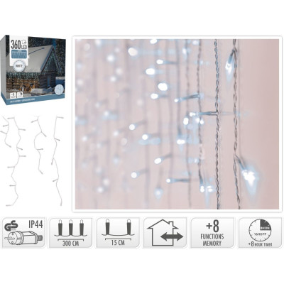 IJspegel verlichting - 360 LED - Wit - Transparant Snoer - Timer - Lichtfuncties - Geheugen IJspegel verlichting - 360 LED - Wit - Transparant Snoer - Timer - Lichtfuncties - Geheugen