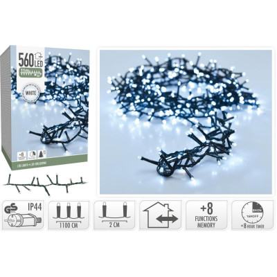 Microcluster - 560 led - 11m - Wit - Timer - Lichtfuncties - Geheugen - Buiten