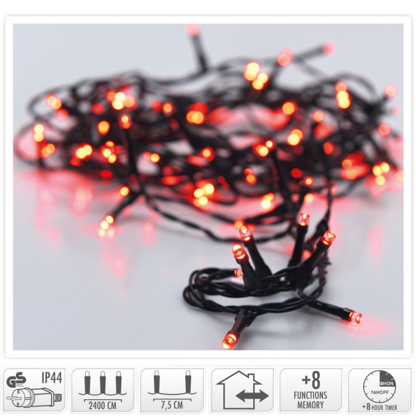 Kerstverlichting 320 led- 24m - rood - Timer - Lichtfuncties - Geheugen - Buiten Kerstverlichting 320 led- 24m - rood - Timer - Lichtfuncties - Geheugen - Buiten