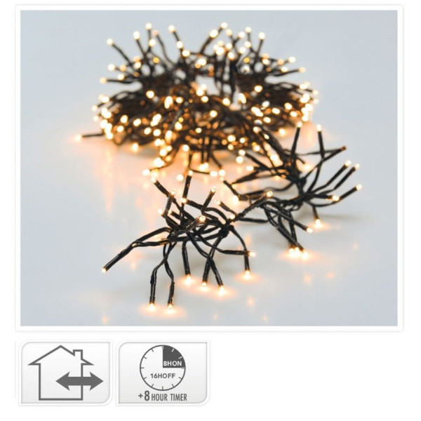 Clusterverlichting - 192 LED - 1.4m - Timer - Lichtfuncties - extra warm wit Clusterverlichting - 192 LED - 1.4m - Timer - Lichtfuncties - extra warm wit
