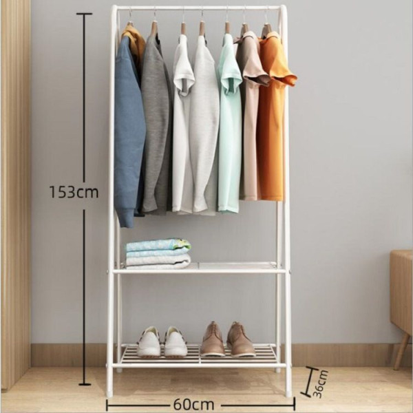 Ceruzo Kledingrek met Schoenenrek - metaal - Wit - 152 cm hoog - 60 cm breed Ceruzo Kledingrek met Schoenenrek - metaal - Wit - 152 cm hoog - 60 cm breed