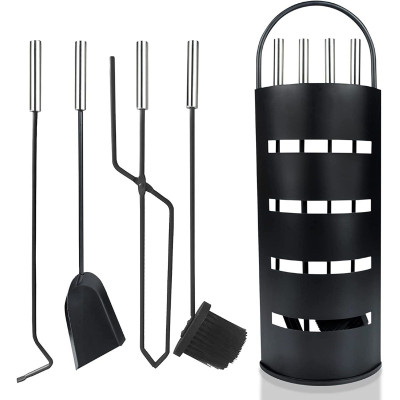 Ceruzo Openhaardset RVS zwart - 5 delig
