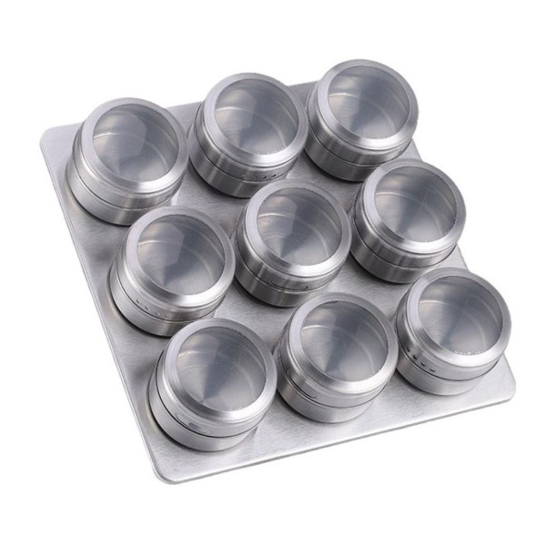 Ceruzo Kruidenrek Magnetisch - 9 RVS Kruidenpotjes Ceruzo Kruidenrek Magnetisch - 9 RVS Kruidenpotjes