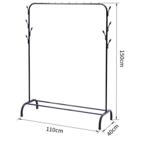 Ceruzo Garderoberek - 110x40x150 cm - Metaal - Zwart