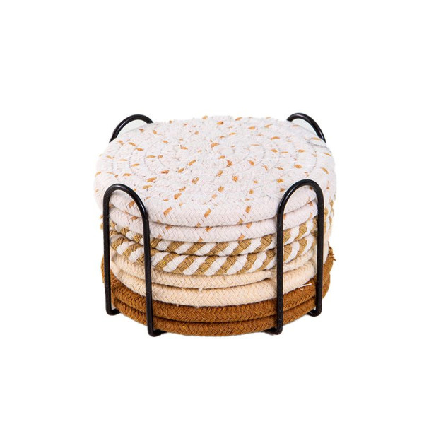 Ceruzo Onderzetters met Houder - Set van 8 - Creme Ceruzo Onderzetters met Houder - Set van 8 - Creme