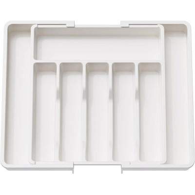 Ceruzo Verstelbare Bestekbak - Uitschuifbaar naar 8 Vaks - 33-57 x 38 x 5.5 cm - Wit
