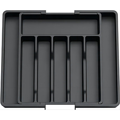 Verstelbare Bestekbak - Uitschuifbaar naar 8 Vaks - 33-57 x 38 x 5.5 cm - Zwart