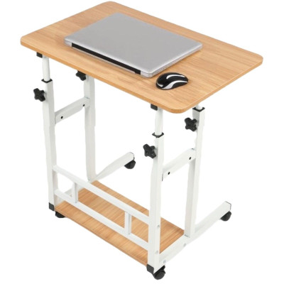 Ceruzo Laptoptafel - Verrijdbare Bedtafel - Verstelbaar in Hoogte 85cm - Tafelblad 80x40cm