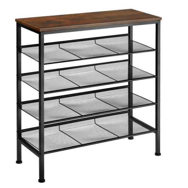 Ceruzo Schoenenrek - Hout - Metaal - 76x30x86 cm Ceruzo Schoenenrek - Hout - Metaal - 76x30x86 cm