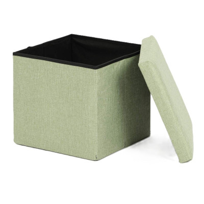 Ceruzo Poef - Groen - 38x38x38 cm - Opvouwbaar - Hocker met Opbergruimte