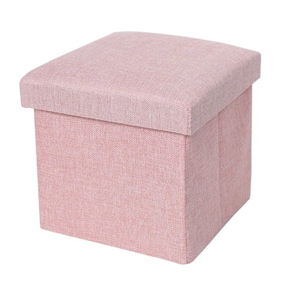 Ceruzo Poef - Roze - 38x38x38 cm - Opvouwbaar - Hocker met Opbergruimte
