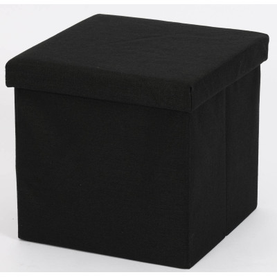 Ceruzo Poef - Zwart - 38x38x38 cm - Opvouwbaar - Hocker met Opbergruimte