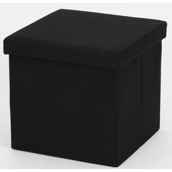 Ceruzo Poef - Zwart - 38x38x38 cm - Opvouwbaar - Hocker met Opbergruimte