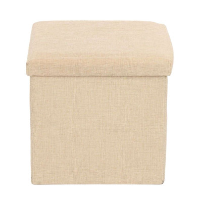 Ceruzo Poef - Beige - 38x38x38 cm - Opvouwbaar - Hocker met Opbergruimte