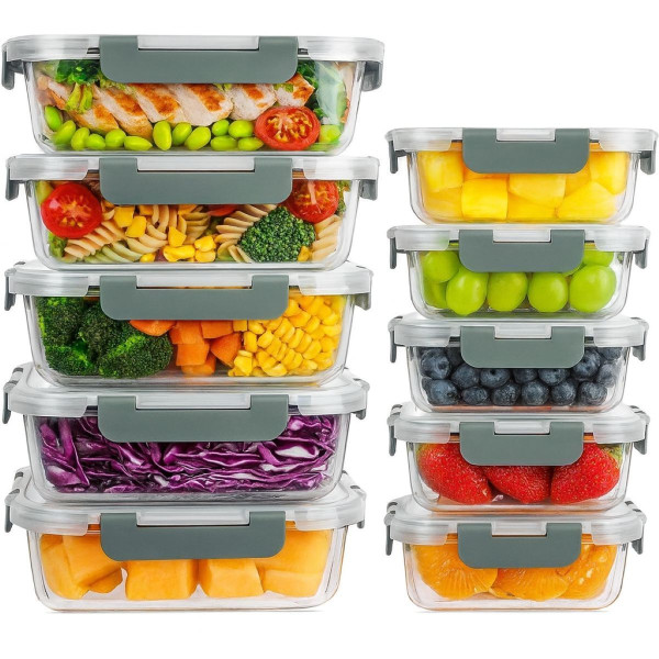 Ceruzo Meal Prep Bakjes - 10 stuks Vershoudbakjes - Glas