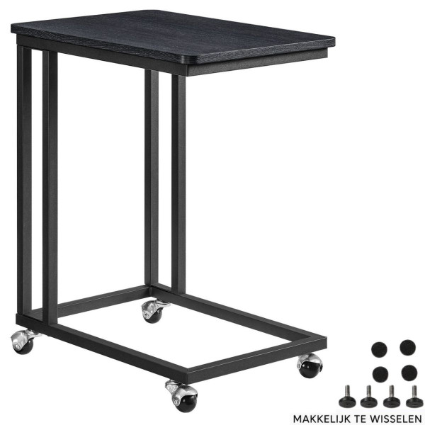 Ceruzo Bijzettafel op Wieltjes - 40x30x60 cm - zwart Ceruzo Bijzettafel op Wieltjes - 40x30x60 cm - zwart
