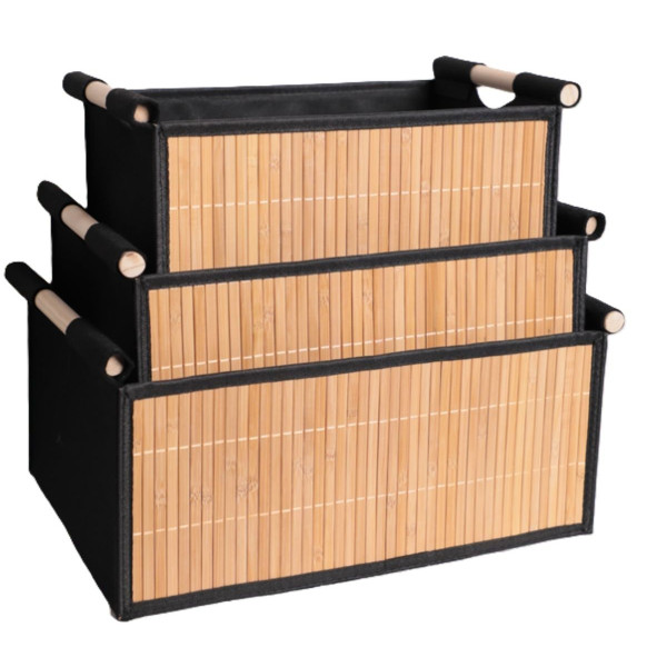 Ceruzo 3x Opbergmanden Bamboe - Badkamermanden