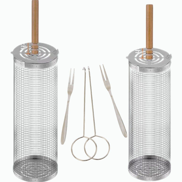 Ceruzo Grillmand - set van 2 - rollend Grillrooster - 30 cm Ceruzo Grillmand - set van 2 - rollend Grillrooster - 30 cm