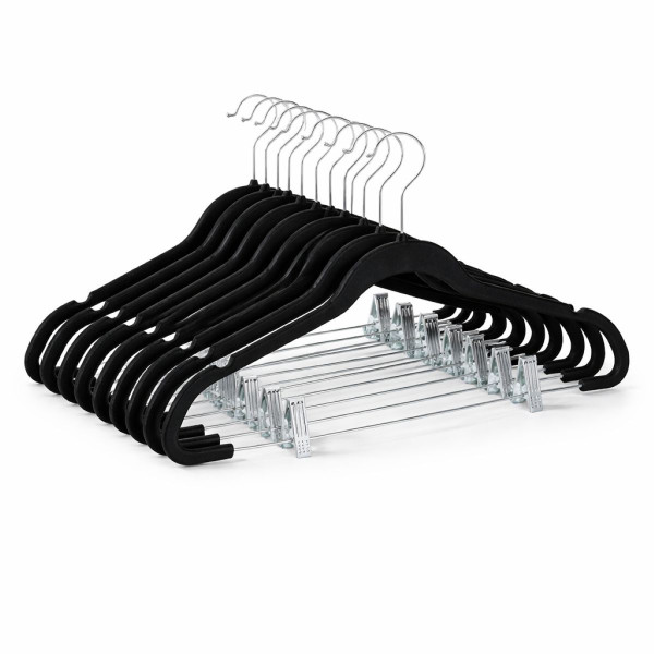 Ceruzo 20 x Kledinghangers met Knijpers - Zwart