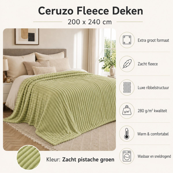 Ceruzo Fleece deken - 200x240 cm - groen Ceruzo Fleece deken - 200x240 cm - groen