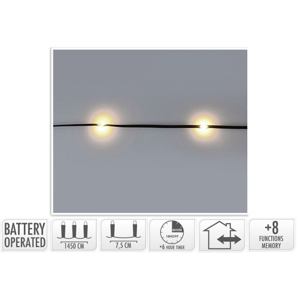 Batterijverlichting Softwire - 14.5m - 192 LED - warm wit - met timer Batterijverlichting Softwire - 14.5m - 192 LED - warm wit - met timer
