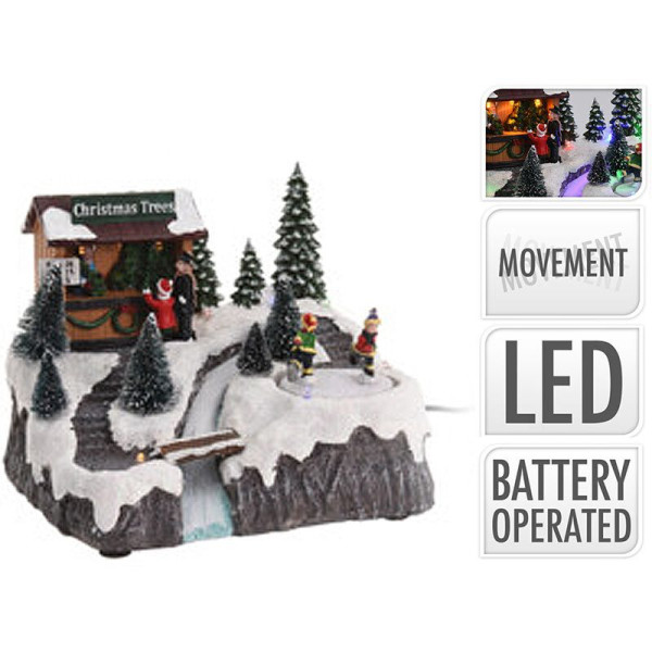 Kersthuisje met LED Verlichting en beweging - op batterijen Kersthuisje met LED Verlichting en beweging - op batterijen