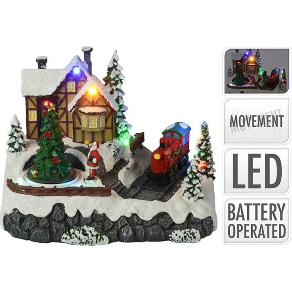 Kersttafereel - Trein - met verlichting en beweging - op batterijen Kersttafereel - Trein - met verlichting en beweging - op batterijen