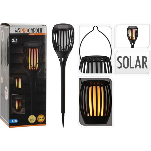 Solar Tuinlamp Fakkel Zwart - LED vlameffect - 3-in1: prikspot, staand, hangend Solar Tuinlamp Fakkel Zwart - LED vlameffect - 3-in1: prikspot, staand, hangend