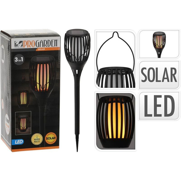 Tuinlamp Fakkel - Solar - LED vlameffect - 3-in1: prikspot, staand, hangend - 47cm Tuinlamp Fakkel - Solar - LED vlameffect - 3-in1: prikspot, staand, hangend - 47cm